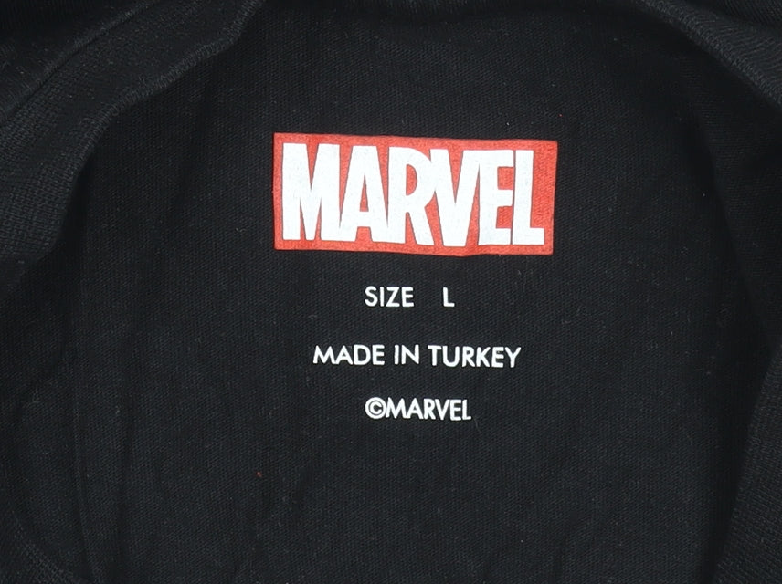 Marvel Men's Black Crew Neck Short Sleeve Graphic T-Shirt Size L