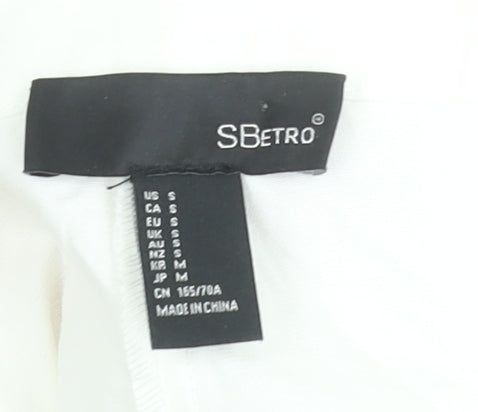 SBetro Women's White Paperbag Belted Cotton Trousers Size S