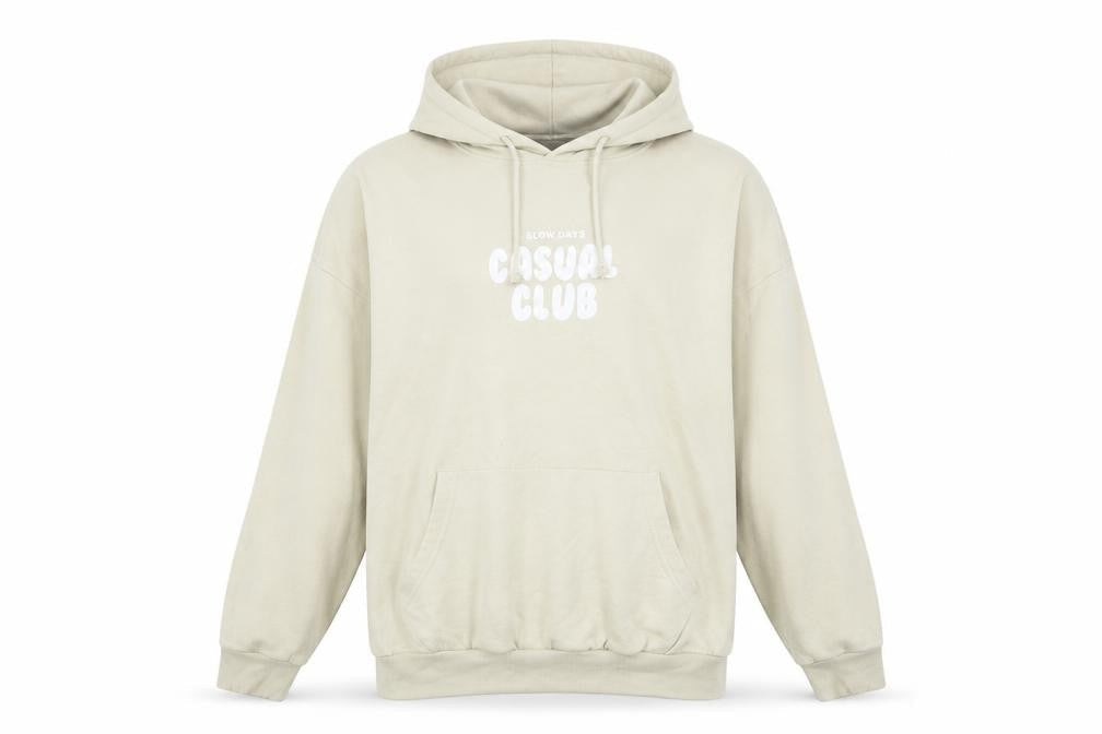 Dunnes Women Beige Pullover Hoodie Large Casual Club Print