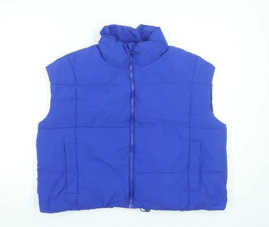 Dunnes Stores Women Blue Puffer Waistcoat Size 16 Polyester Zip