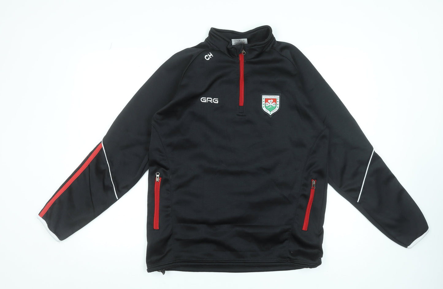 GRG Men's Black Medium 1/4 Zip Fleece Sweatshirt with Logos