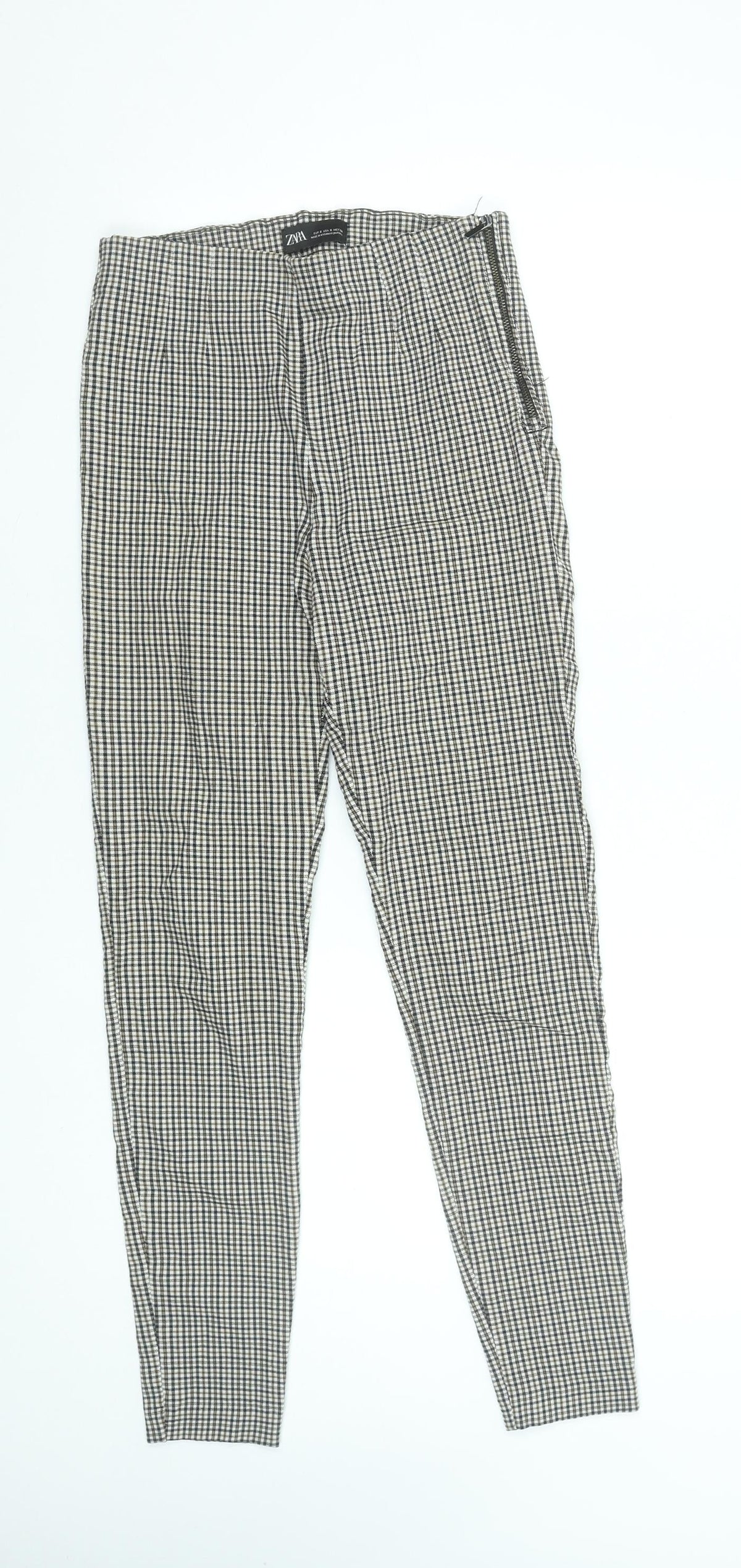 Zara Women's Black Check Slim Fit Trousers Size S