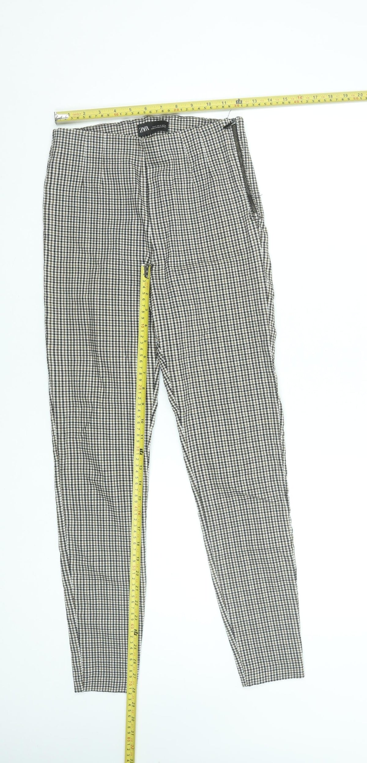 Zara Women's Black Check Slim Fit Trousers Size S