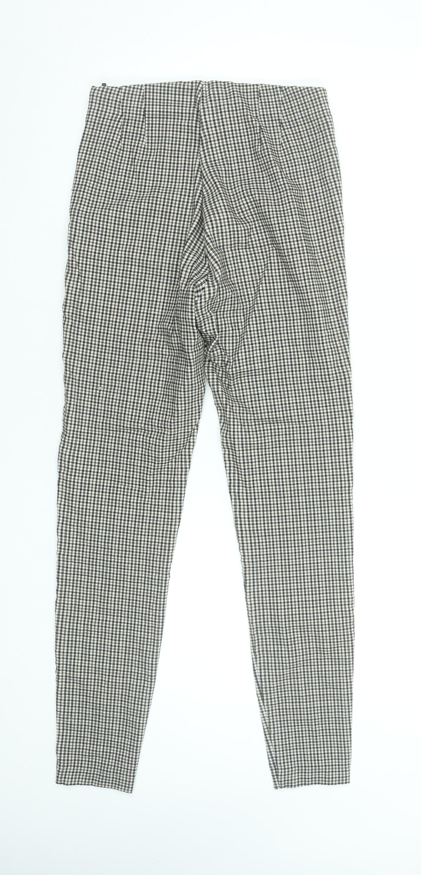 Zara Women's Black Check Slim Fit Trousers Size S