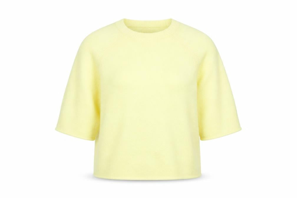 Gallery Women’s Yellow Crew Neck 3/4 Sleeve Pullover Jumper Size 10