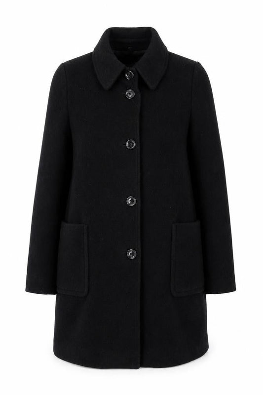 Love Moschino Womens Black Wool Cashmere Mid-Length Coat