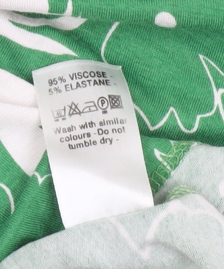 Wallis Women Green Floral Wrap Dress Size 10 Sleeveless V-Neck