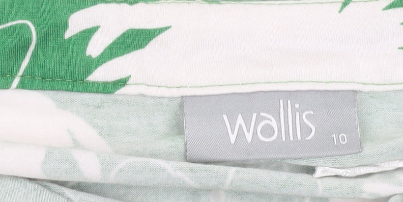 Wallis Women Green Floral Wrap Dress Size 10 Sleeveless V-Neck
