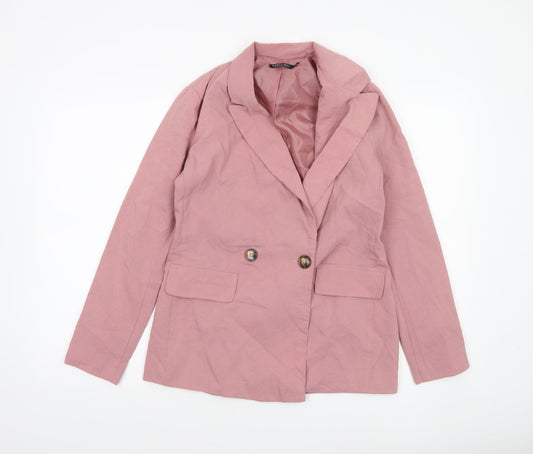 Nasty Gal Women’s Pink Double-Breasted Blazer Jacket Size 6