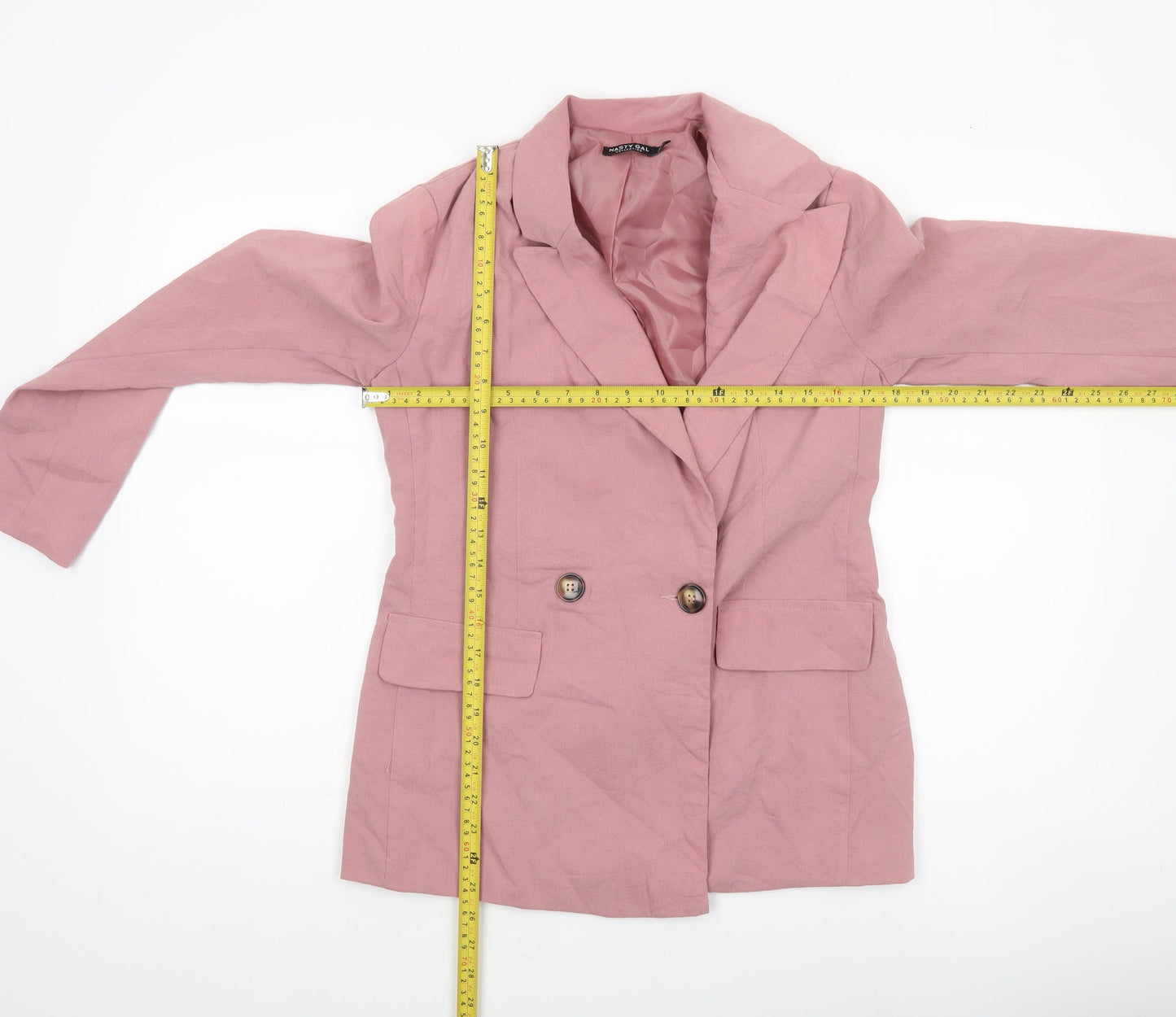 Nasty Gal Women’s Pink Double-Breasted Blazer Jacket Size 6