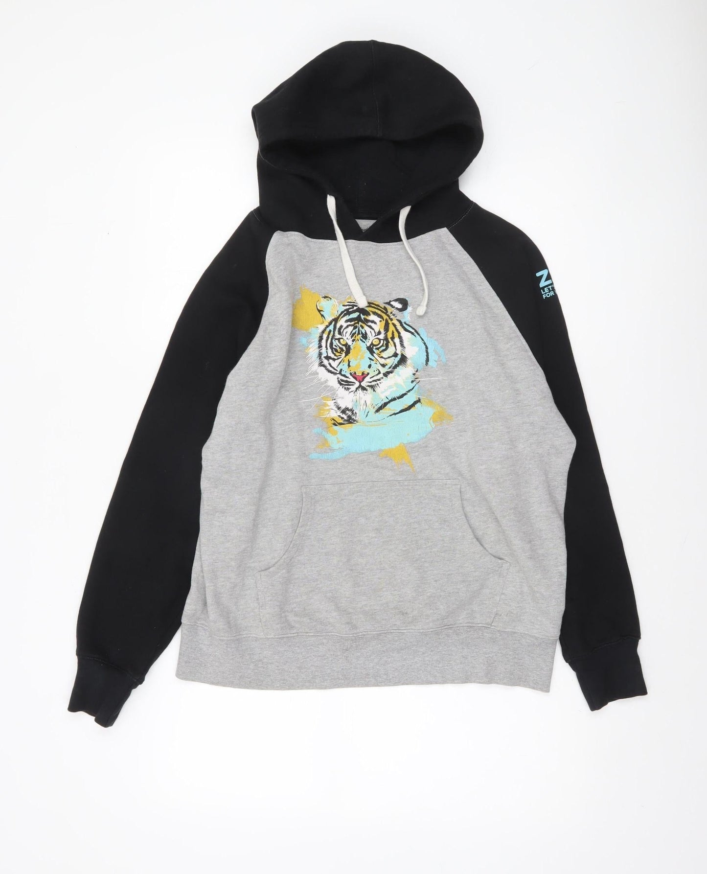 Traditional Crafts ZSL Men's Grey Black Tiger Pullover Hoodie S