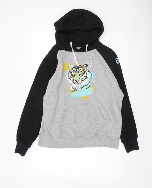 Traditional Crafts ZSL Men's Grey Black Tiger Pullover Hoodie S