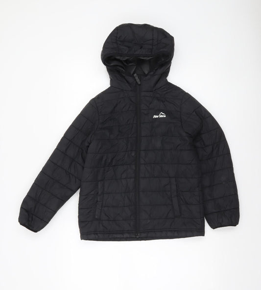 Peter Storm Boys Black 9-10 Years Hooded Puffer Jacket Lightweight Warm