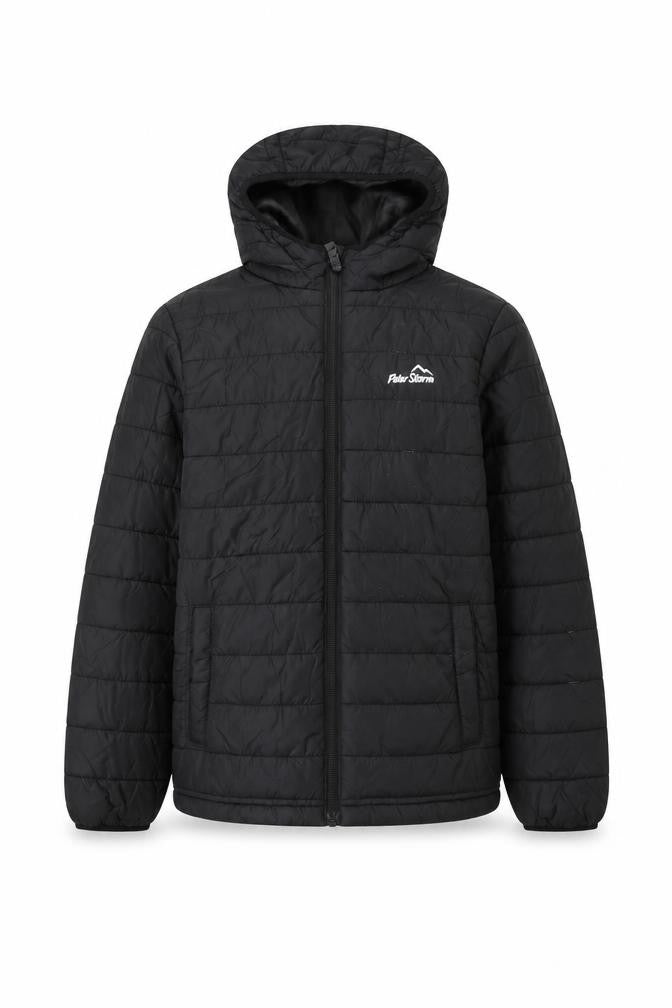 Peter Storm Boys Black 9-10 Years Hooded Puffer Jacket Lightweight Warm