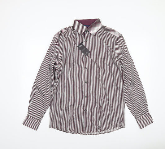 Dunnes Men’s Multicoloured Striped Cotton Long Sleeve Button-Up Shirt Size S