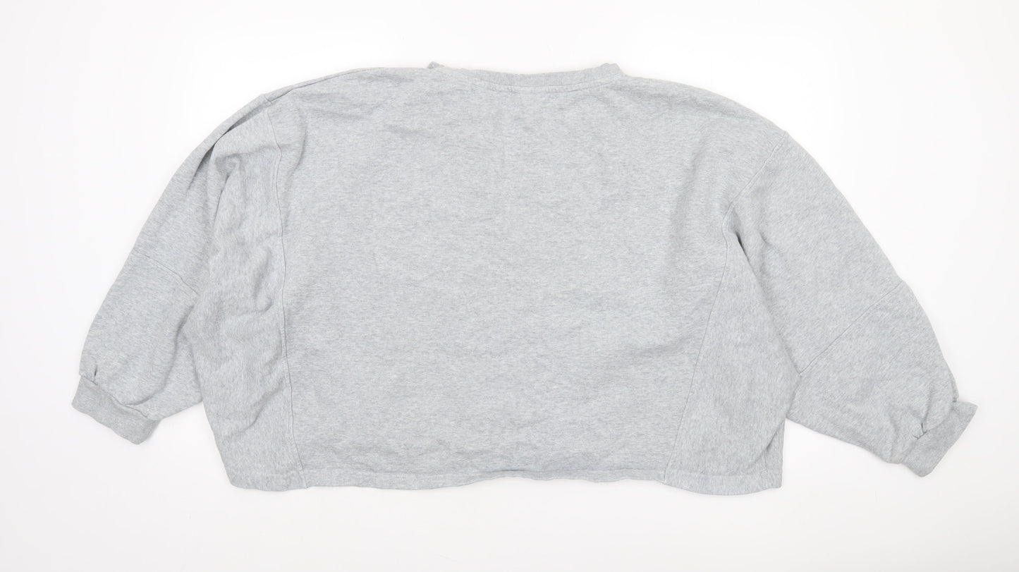Noisy May Women Grey Pullover Sweatshirt Relaxed Fit Size 16 R-A-W-R Embroidered