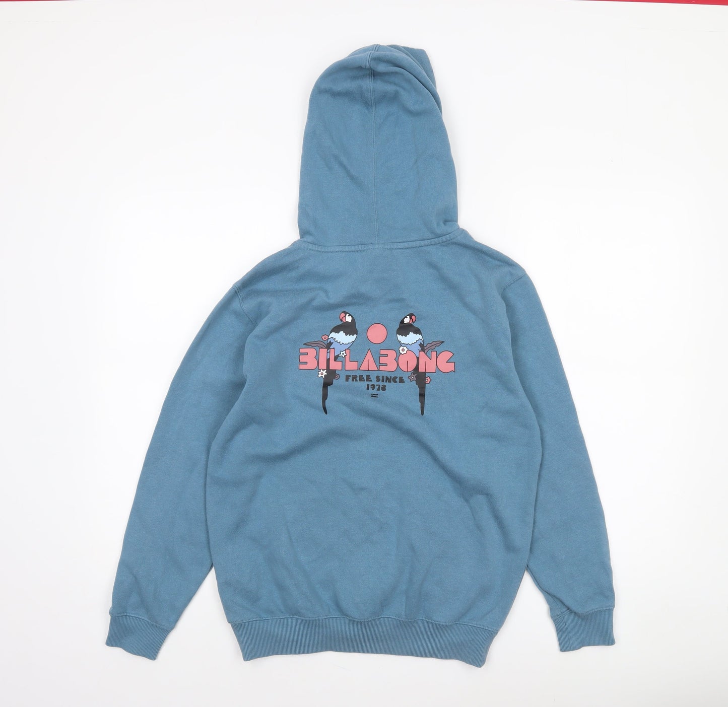 Billabong Boys Blue Pullover Hoodie 14 Years Cotton Blend Graphic Print