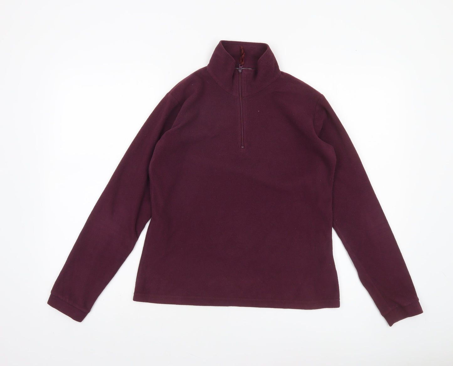 Parallel Womens Burgundy Fleece 1/2 Zip Pullover Sweatshirt UK 8