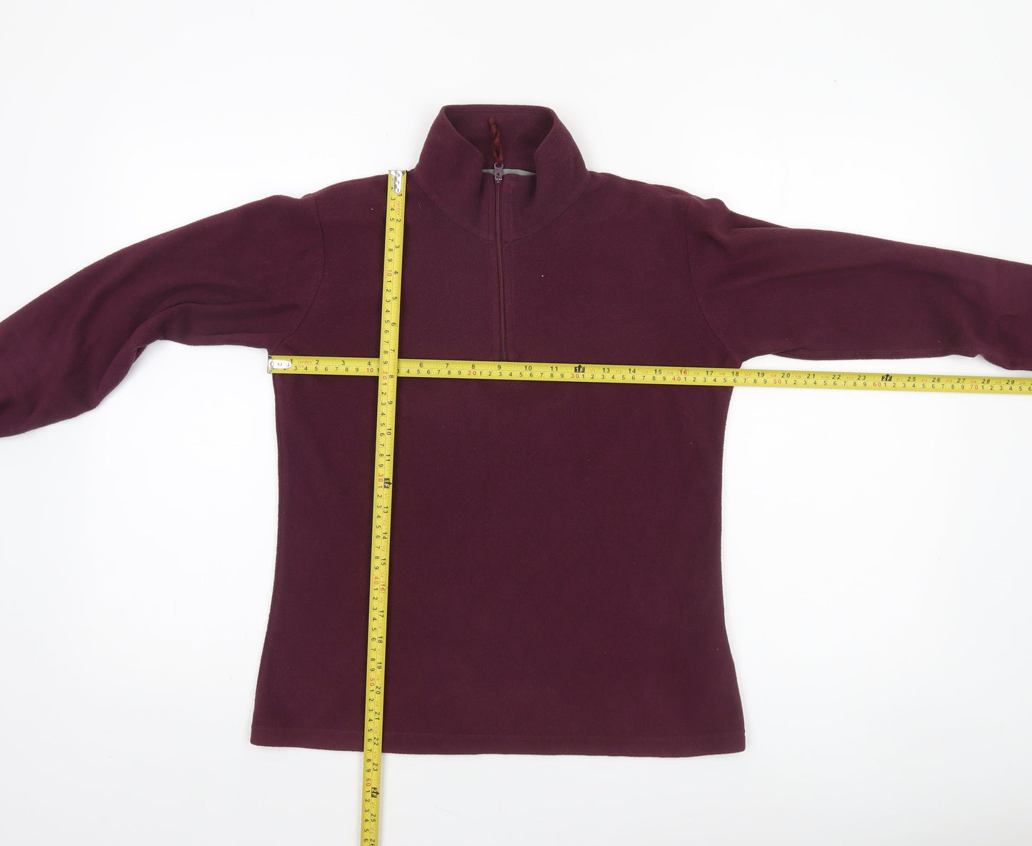 Parallel Womens Burgundy Fleece 1/2 Zip Pullover Sweatshirt UK 8