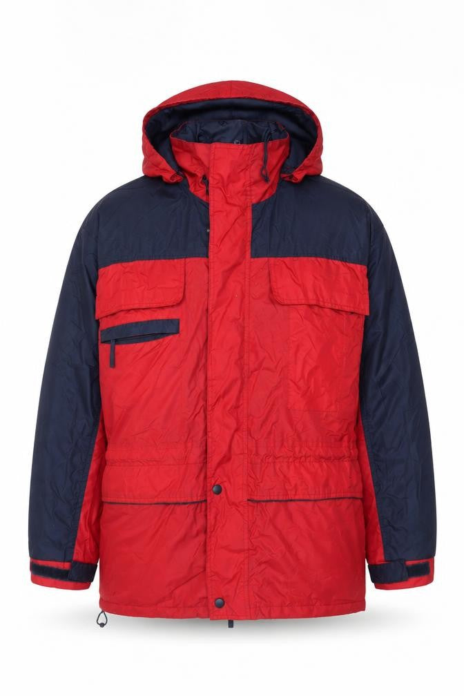 Ciorra Serlis Men’s Red Navy Hooded Parka Jacket Waterproof M