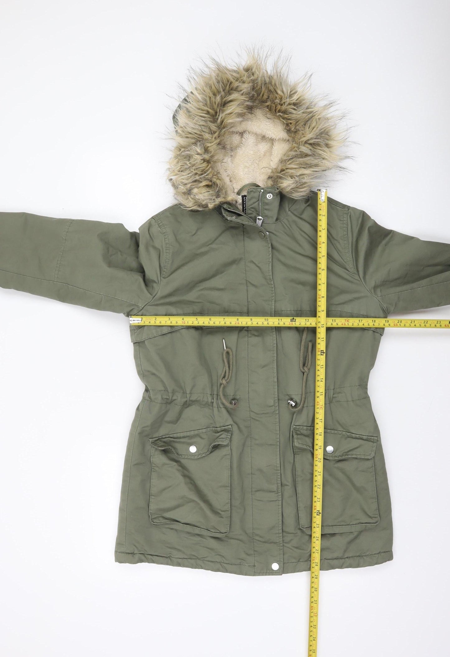 H&M Divided Womens Green Hooded Parka Coat Size S