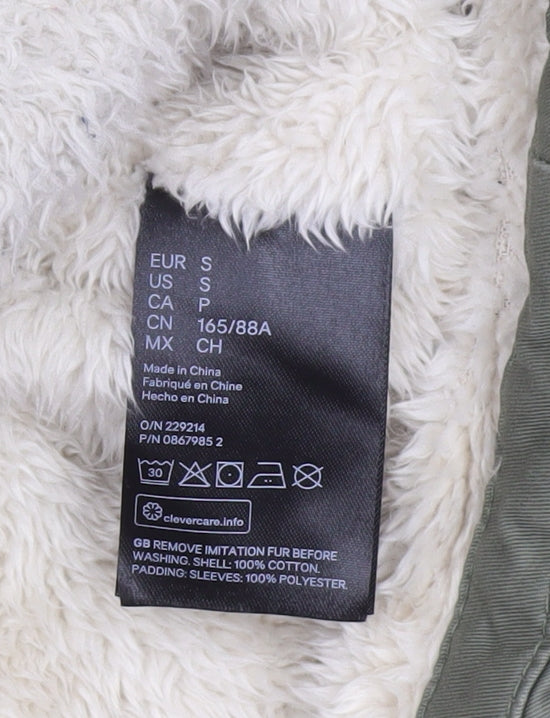 H&M Divided Womens Green Hooded Parka Coat Size S