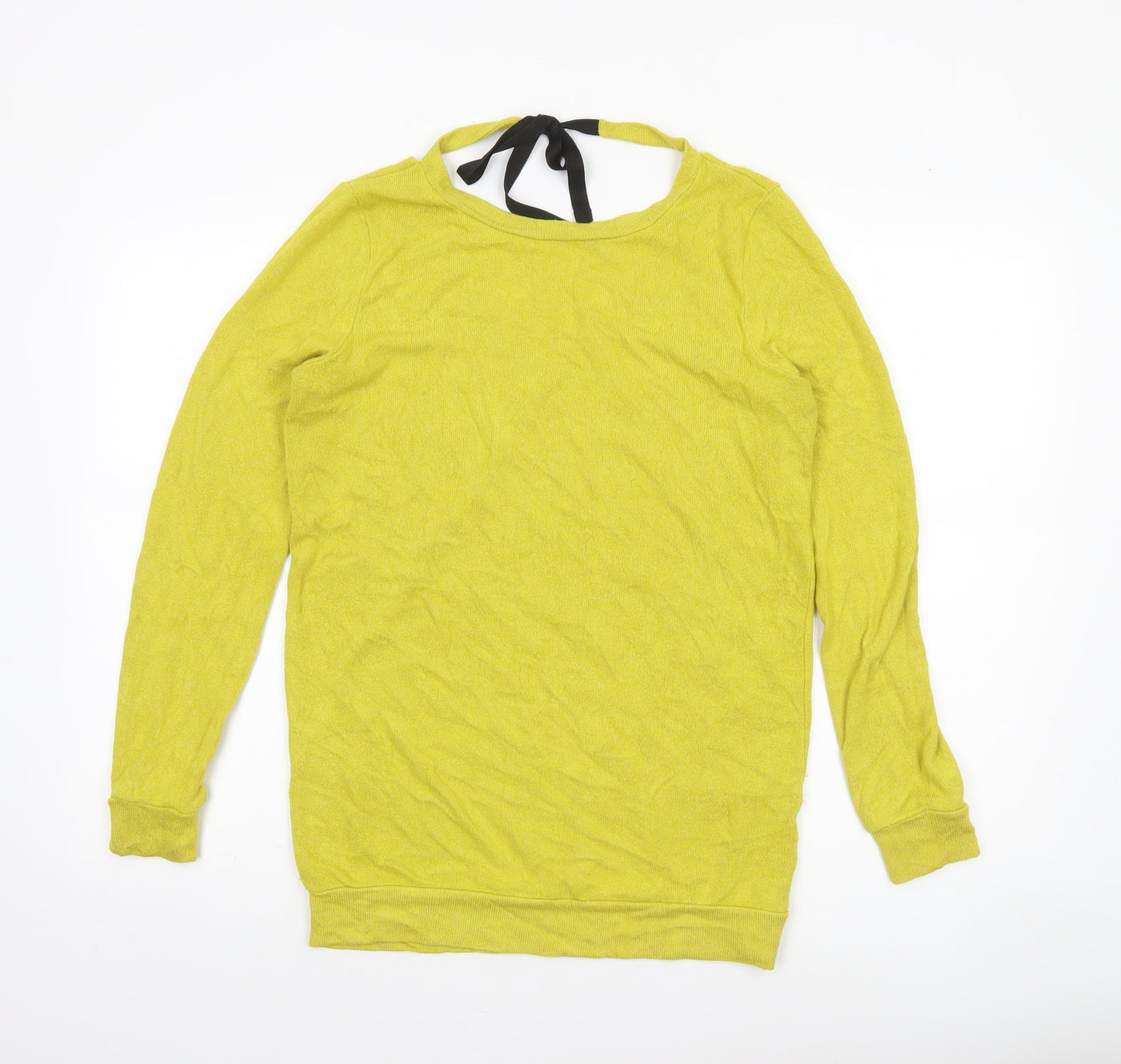 River Island Women's Yellow Wrap V-Neck Jumper Size 6 Lightweight Knit