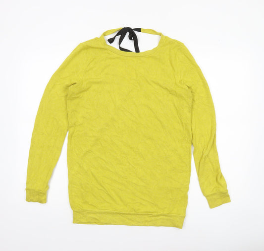River Island Women's Yellow Wrap V-Neck Jumper Size 6 Lightweight Knit