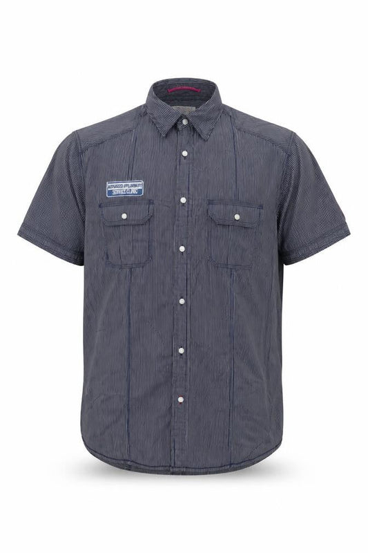 Springfield Men's Blue Striped Cotton Button-Up Shirt XL Casual Workwear