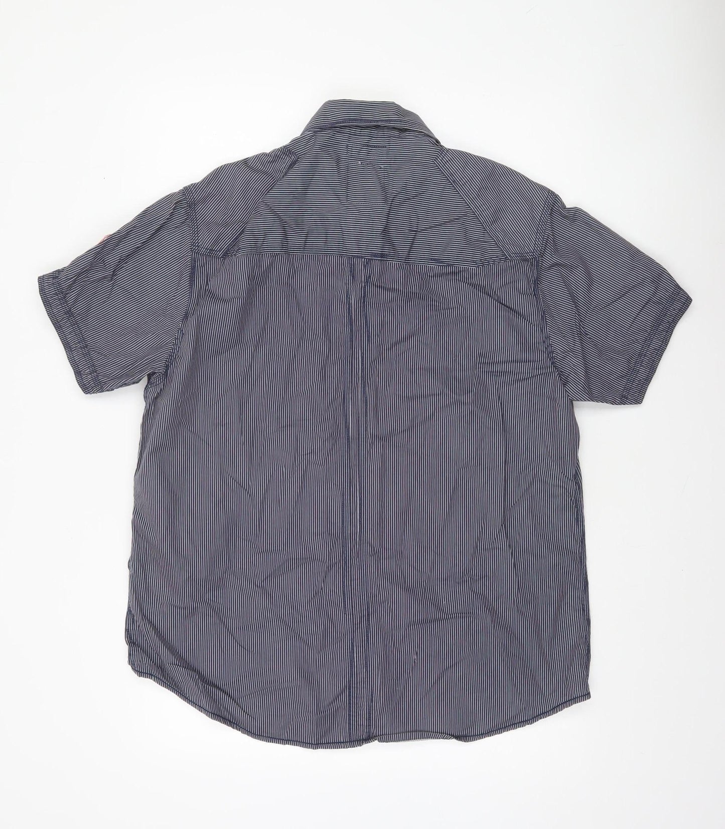 Springfield Men's Blue Striped Cotton Button-Up Shirt XL Casual Workwear