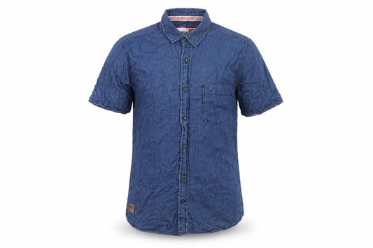 CENTERED Men's Blue Cotton Short Sleeve Button-Up Casual Shirt Size S