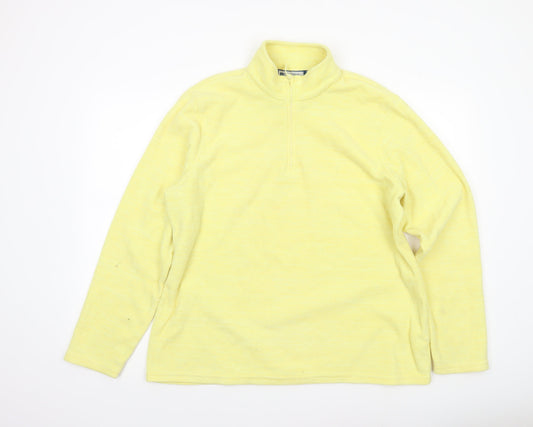 Mountain Warehouse Women Yellow Fleece 1/2 Zip Pullover Sweatshirt UK 20