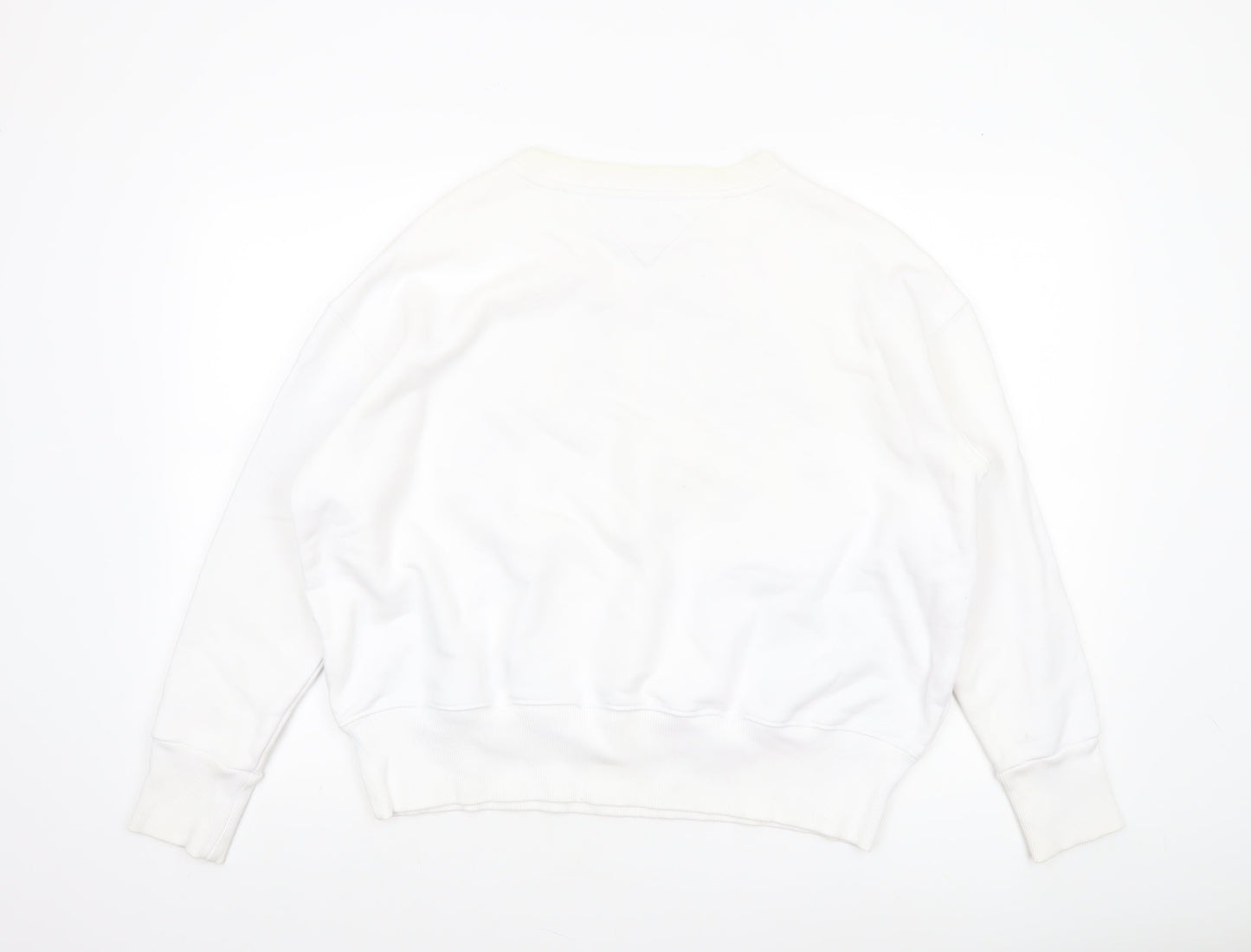 Tommy Jeans Women's White Cotton Crew Neck Pullover Sweatshirt M