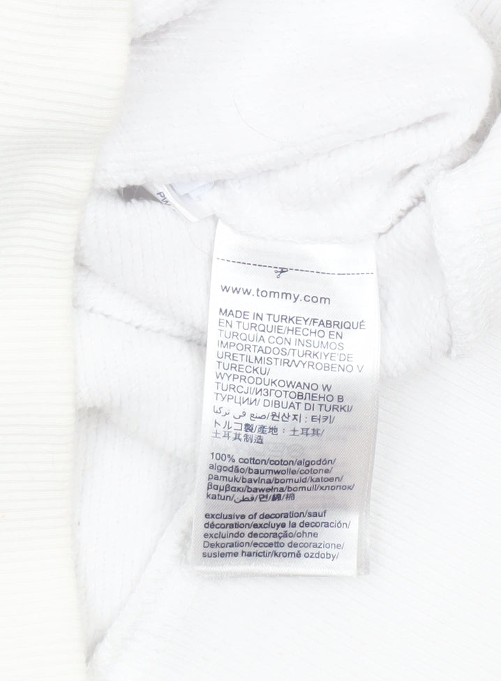 Tommy Jeans Women's White Cotton Crew Neck Pullover Sweatshirt M