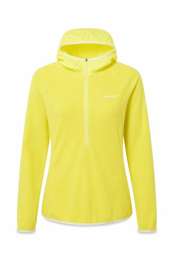 Craghoppers Women Yellow 1/2 Zip Hooded Pullover UK 10 Polyester Fleece