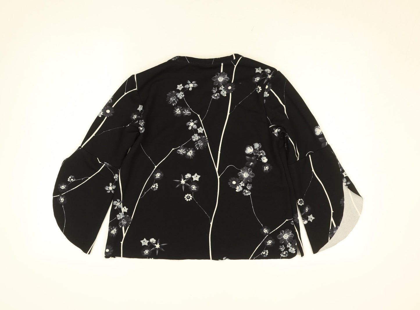 Code Women’s Black Floral Tunic Blouse Size 12 Long Sleeve