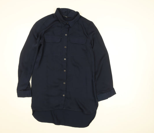 Zudio Women’s Blue Long Sleeve Collared Button-Up Shirt Size M