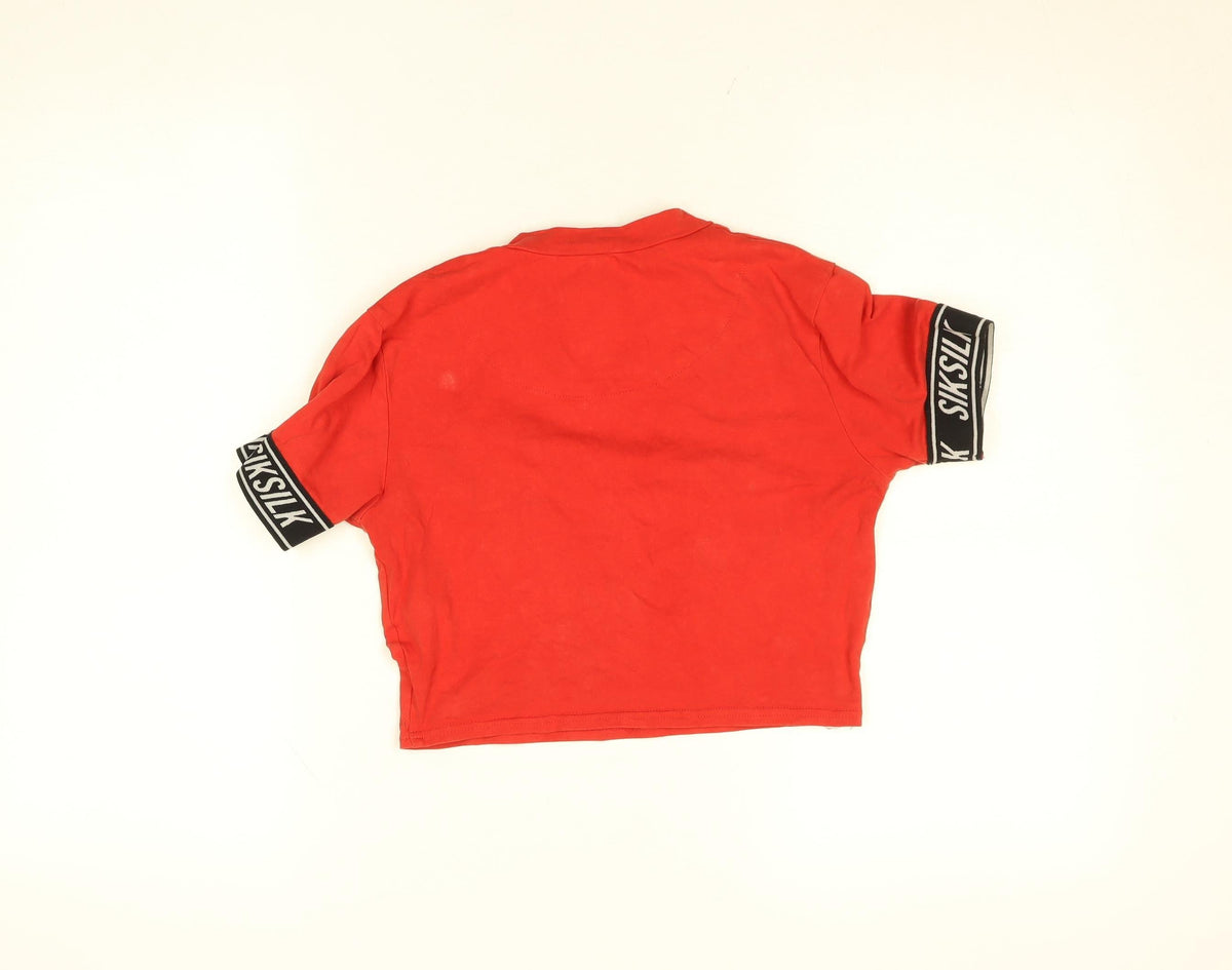 SikSilk Womens Red Cropped Slim Fit Short Sleeve T-Shirt Size 8