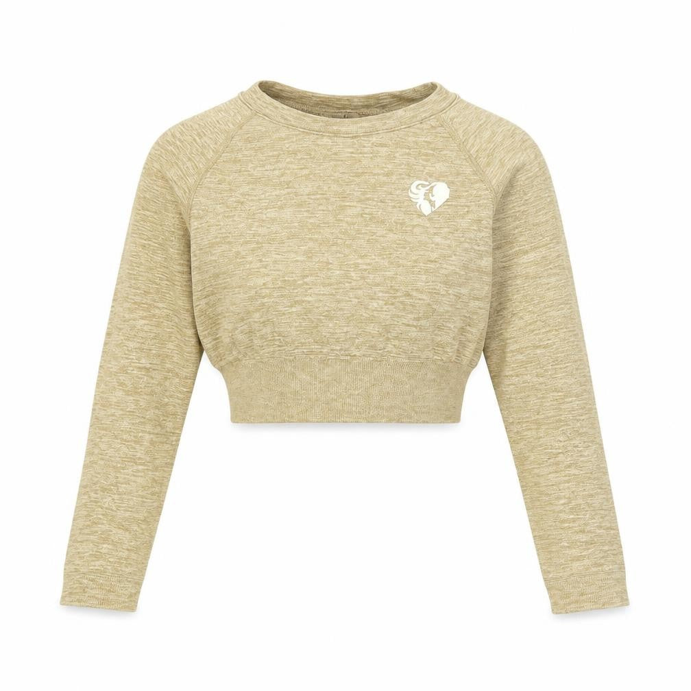 Women's Best Beige XS Cropped Long Sleeve Gym Top