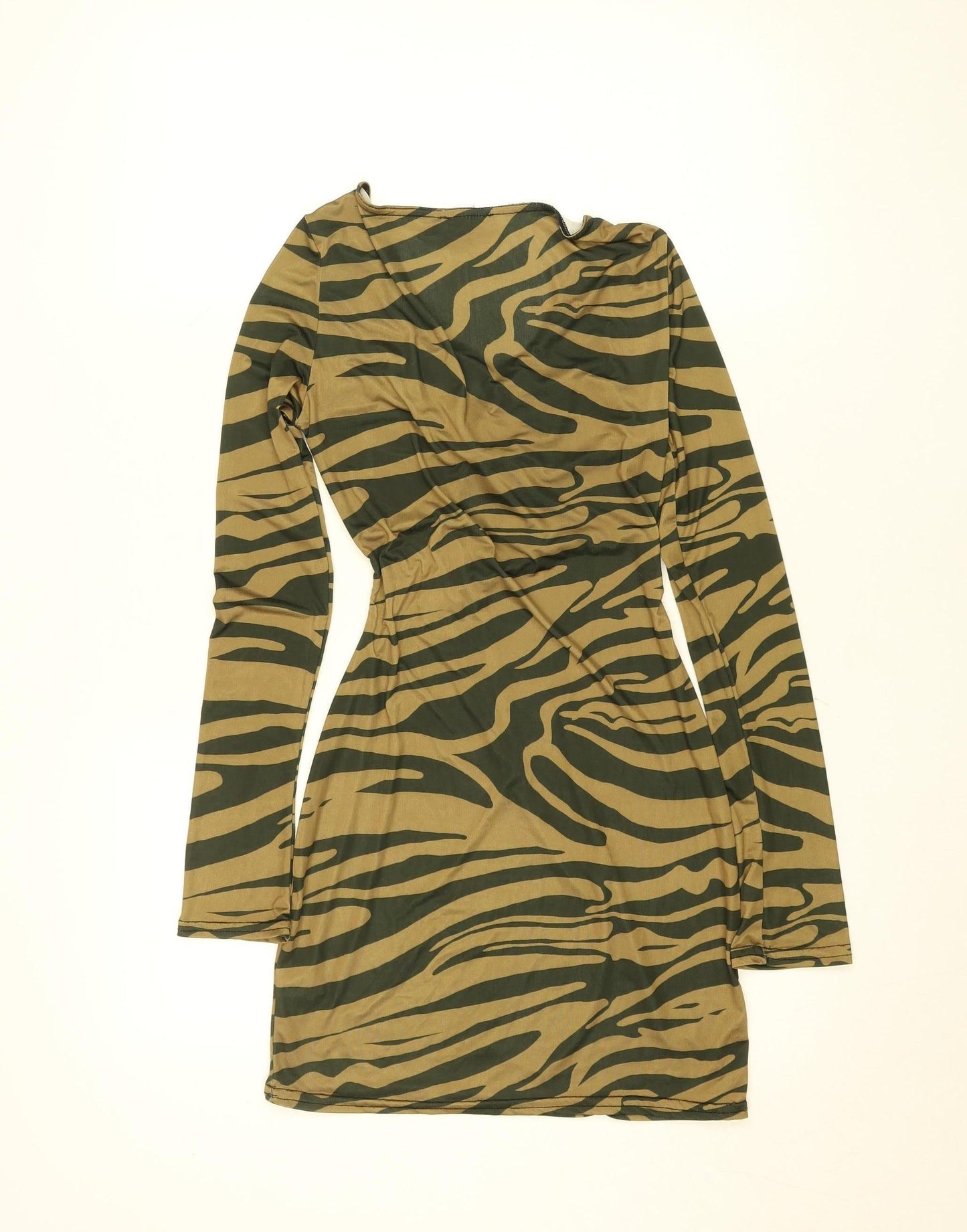 PrettyLittleThing Women’s Brown Animal Print Bodycon Mini Dress Size 8