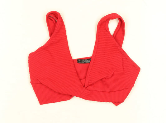 Dunnes Stores Red Ribbed Cropped V-Neck Tank Top Women’s XS