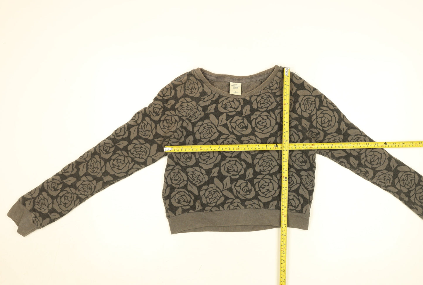 Abercrombie & Fitch Womens Brown Floral Cropped Long Sleeve Sweatshirt S