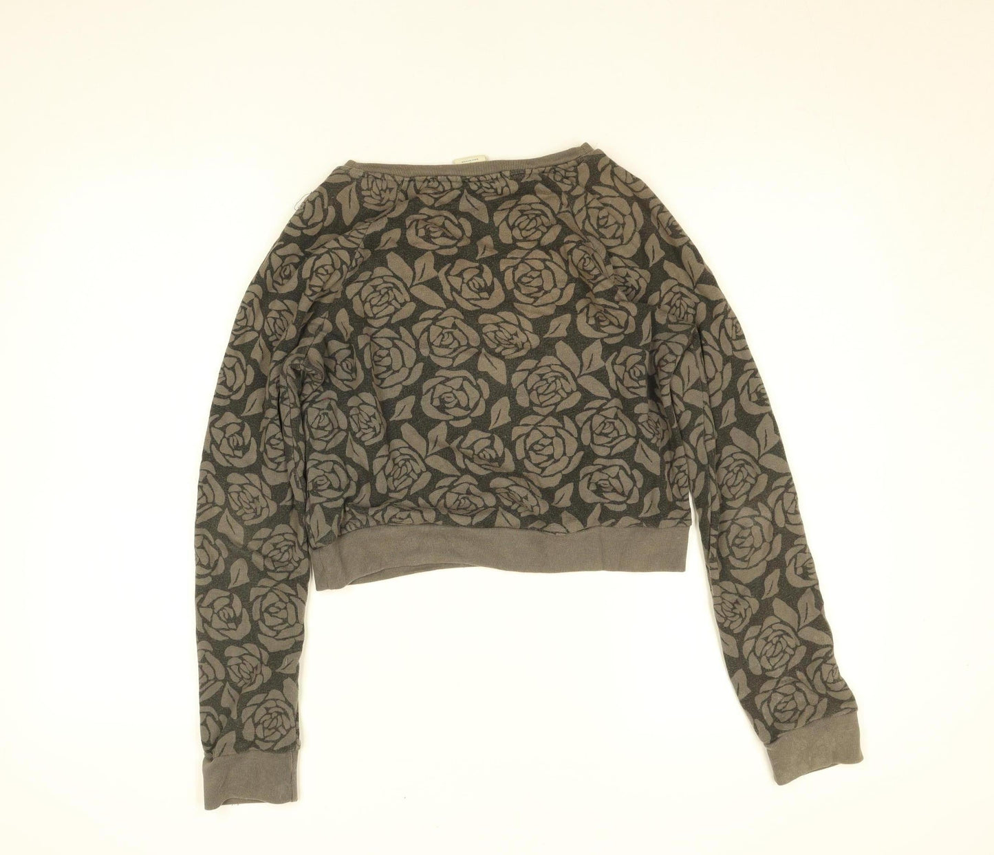 Abercrombie & Fitch Womens Brown Floral Cropped Long Sleeve Sweatshirt S