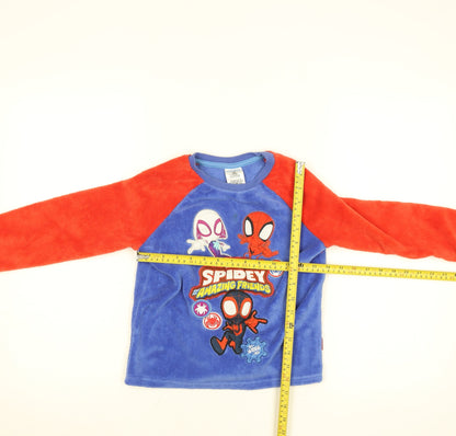 Preloved Disney Boys Blue Red Spider-Man Fleece Jumper 5-6 Years Pullover Sweatshirt - Back