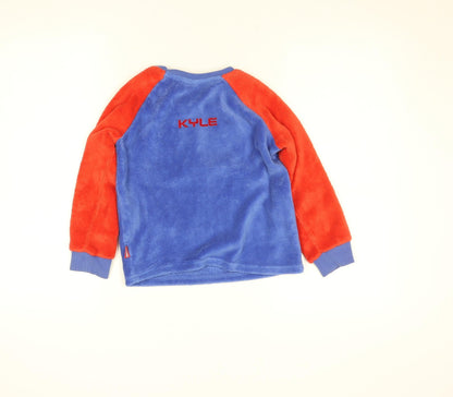 Preloved Disney Boys Blue Red Spider-Man Fleece Jumper 5-6 Years Pullover Sweatshirt - Detail