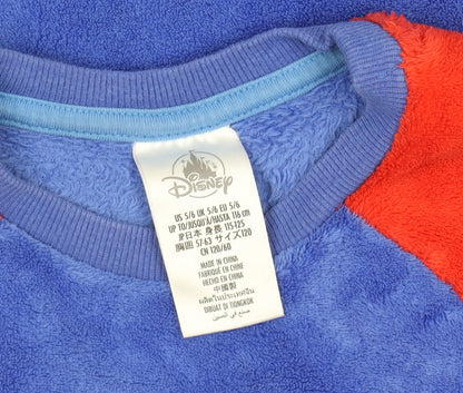 Preloved Disney Boys Blue Red Spider-Man Fleece Jumper 5-6 Years Pullover Sweatshirt - Label