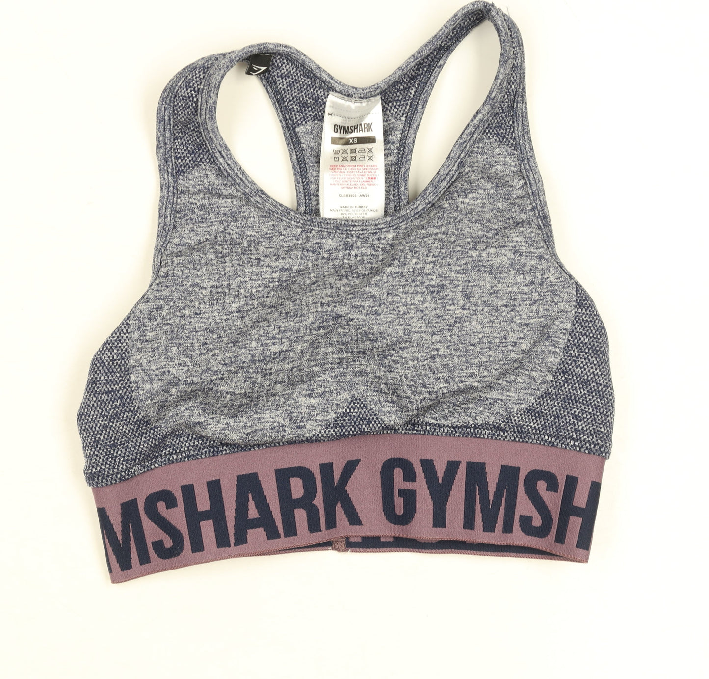 Gymshark Womens Blue XS Seamless Sports Bra Racerback Medium Support