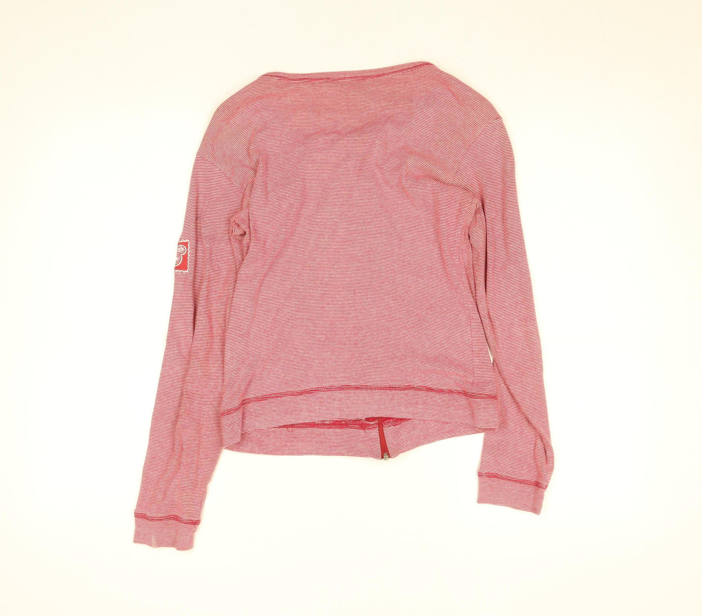 Disneyland Resort Paris Womens Red Striped Cotton Zip Long Sleeve Top M