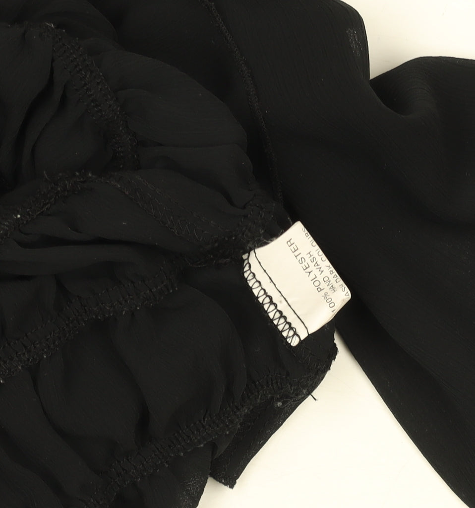Iceni by Lella of London Women’s Black Off Shoulder Shirred Chiffon Blouse Size 10