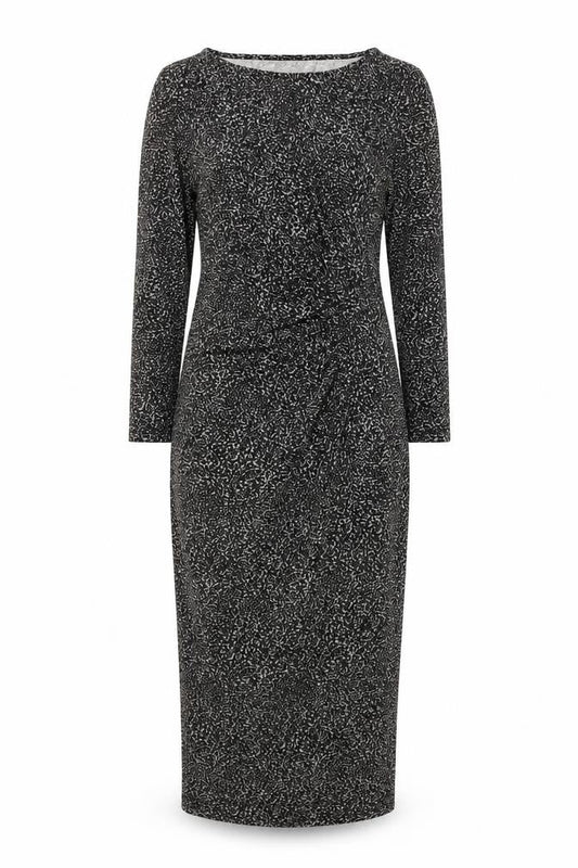 Oasis Women’s Black Geometric Bodycon Midi Dress XS Long Sleeve